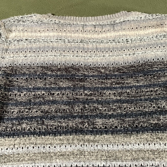 Lucky Brand open weave, blue, gray, tan  sweater.  Size XL - Picture 6 of 6